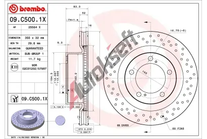 BREMBO Brzdov kotou XTRA LINE - 355 mm BRE 09.C500.1X, 09.C500.1X