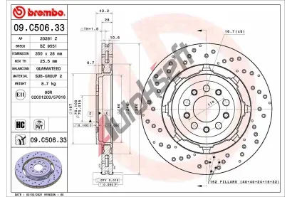 BREMBO Brzdov kotou TWO-PIECE DISCS LINE - 350 mm BRE 09.C506.33, 09.C506.33