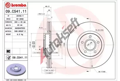 BREMBO Brzdov kotou COATED DISC LINE - 300 mm BRE 09.C541.11, 09.C541.11