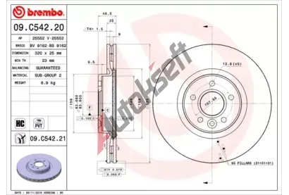 BREMBO Brzdov kotou COATED DISC LINE - 320 mm BRE 09.C542.21, 09.C542.21