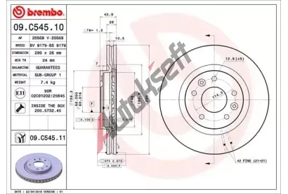 BREMBO Brzdov kotou COATED DISC LINE - 296 mm BRE 09.C545.11, 09.C545.11