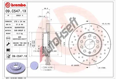 BREMBO Brzdov kotou XTRA LINE - 276 mm BRE 09.C547.1X, 09.C547.1X