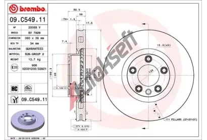 BREMBO Brzdov kotou COATED DISC LINE - 360 mm BRE 09.C549.11, 09.C549.11