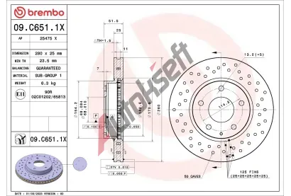 BREMBO Brzdov kotou XTRA LINE - Xtra - 280 mm BRE 09.C651.1X, 09.C651.1X
