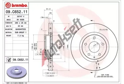 BREMBO Brzdov kotou COATED DISC LINE - 295 mm BRE 09.C652.11, 09.C652.11