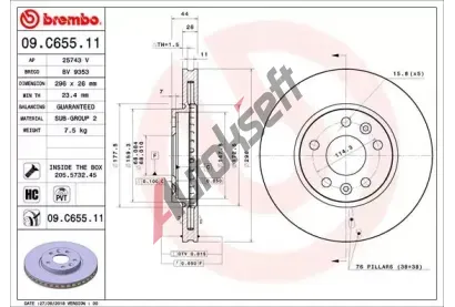 BREMBO Brzdov kotou COATED DISC LINE - 296 mm BRE 09.C655.11, 09.C655.11