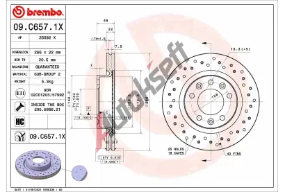 BREMBO Brzdov kotou XTRA LINE - 266 mm BRE 09.C657.1X, 09.C657.1X