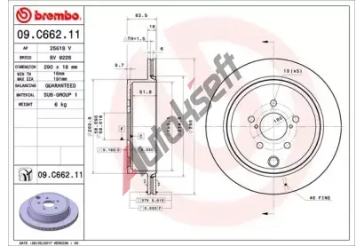 BREMBO Brzdov kotou COATED DISC LINE - 290 mm BRE 09.C662.11, 09.C662.11