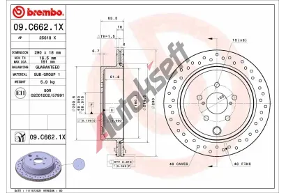 BREMBO Brzdov kotou XTRA LINE - 290 mm BRE 09.C662.1X, 09.C662.1X