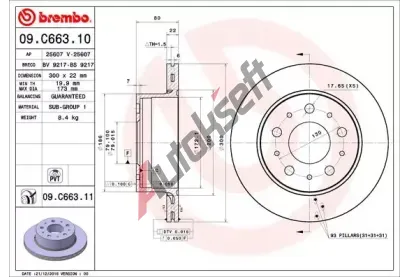 BREMBO Brzdov kotou COATED DISC LINE - 300 mm BRE 09.C663.11, 09.C663.11