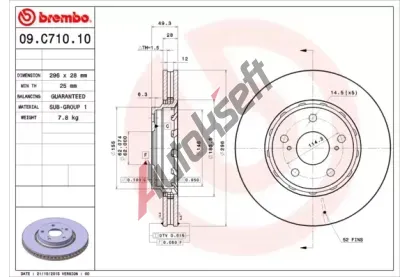 BREMBO Brzdov kotou COATED DISC LINE - 296 mm BRE 09.C710.11, 09.C710.11