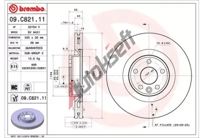 BREMBO Brzdový kotouč COATED DISC LINE - 325 mm BRE 09.C821.11, 09.C821.11  BREMBO Brzdový kotouč COATED DISC LINE - 325 mm BRE 09.C821.11, 09.C821.11