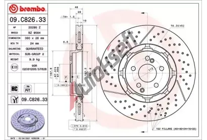 BREMBO Brzdov kotou TWO-PIECE DISCS LINE - 360 mm BRE 09.C826.33, 09.C826.33