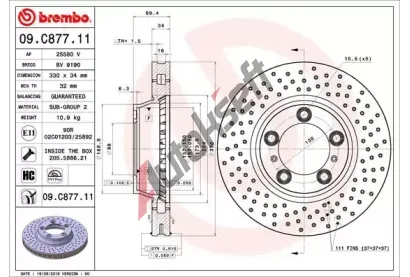 BREMBO Brzdov kotou COATED DISC LINE - 330 mm BRE 09.C877.11, 09.C877.11