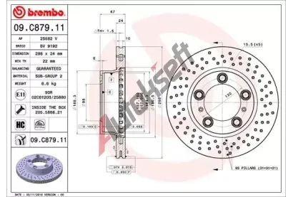 BREMBO Brzdov kotou COATED DISC LINE - 298 mm BRE 09.C879.11, 09.C879.11