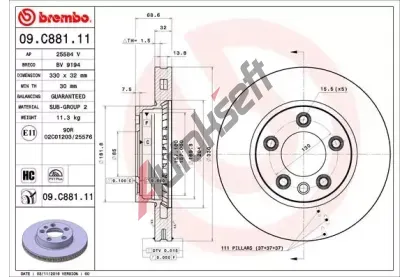 BREMBO Brzdov kotou COATED DISC LINE - 330 mm BRE 09.C881.11, 09.C881.11