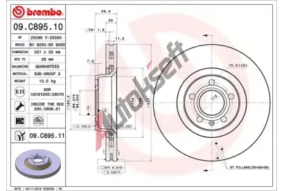 BREMBO Brzdov kotou COATED DISC LINE - 321 mm BRE 09.C895.11, 09.C895.11