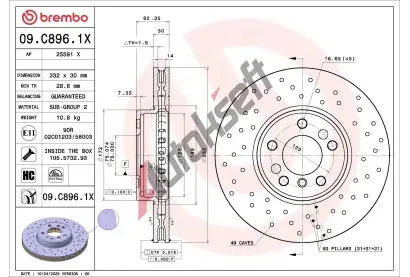BREMBO Brzdový kotouč XTRA LINE - Xtra BRE 09.C896.1X, 09.C896.1X BREMBO Brzdový kotouč XTRA LINE - Xtra BRE 09.C896.1X, 09.C896.1X