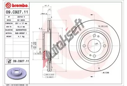 BREMBO Brzdov kotou COATED DISC LINE - 251 mm BRE 09.C927.11, 09.C927.11