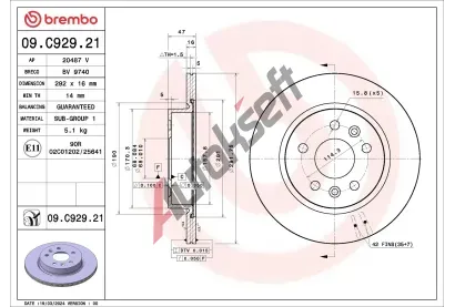 BREMBO Brzdov kotou PRIME LINE - UV Coated - 292 mm BRE 09.C929.21, 09.C929.21