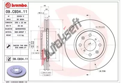 BREMBO Brzdov kotou COATED DISC LINE - 256 mm BRE 09.C934.11, 09.C934.11