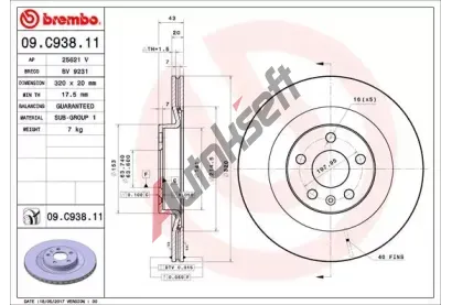 BREMBO Brzdov kotou COATED DISC LINE - 320 mm BRE 09.C938.11, 09.C938.11