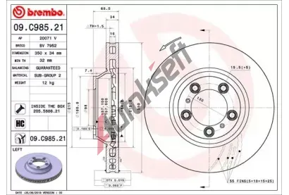 BREMBO Brzdov kotou COATED DISC LINE - 350 mm BRE 09.C985.21, 09.C985.21