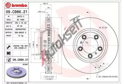 BREMBO Brzdov kotou COATED DISC LINE - 350 mm BRE 09.C986.21, 09.C986.21