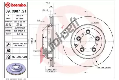 BREMBO Brzdov kotou COATED DISC LINE - 330 mm BRE 09.C987.21, 09.C987.21