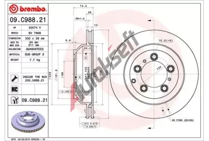 BREMBO Brzdov kotou COATED DISC LINE - 330 mm BRE 09.C988.21, 09.C988.21