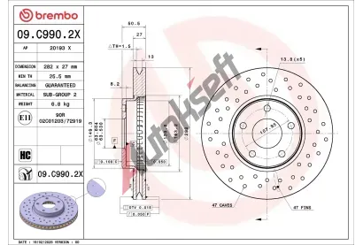 BREMBO Brzdov� kotou� XTRA LINE - Xtra BRE 09.C990.2X, 09.C990.2X