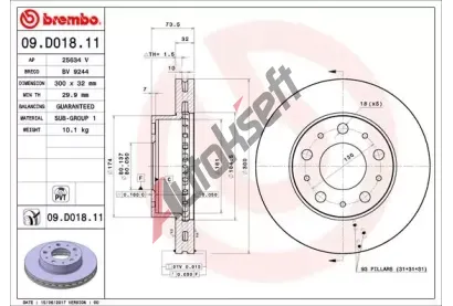 BREMBO Brzdov kotou COATED DISC LINE - 300 mm BRE 09.D018.11, 09.D018.11