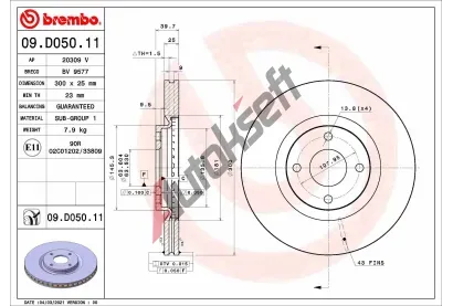 BREMBO Brzdov kotou COATED DISC LINE - 300 mm BRE 09.D050.11, 09.D050.11