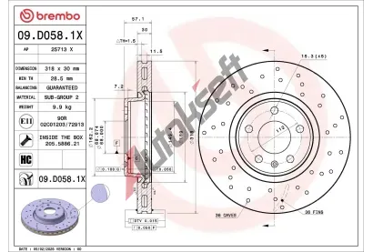 BREMBO Brzdov� kotou� XTRA LINE - 318 mm BRE 09.D058.1X, 09.D058.1X