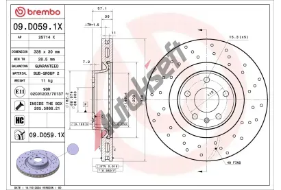 BREMBO Brzdov kotou XTRA LINE - Xtra - 338 mm BRE 09.D059.1X, 09.D059.1X