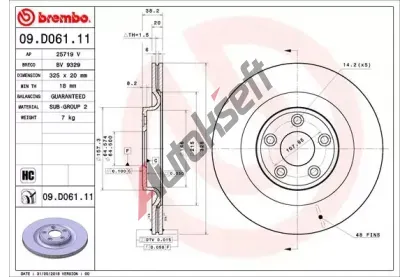 BREMBO Brzdov kotou COATED DISC LINE - 325 mm BRE 09.D061.11, 09.D061.11