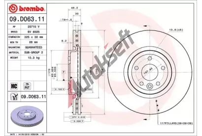 BREMBO Brzdov kotou COATED DISC LINE - 325 mm BRE 09.D063.11, 09.D063.11