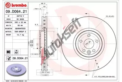 BREMBO Brzdov kotou COATED DISC LINE - 350 mm BRE 09.D064.21, 09.D064.21