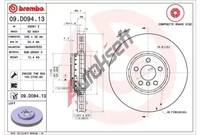 BREMBO Brzdov kotou TWO-PIECE DISCS LINE - 348 mm BRE 09.D094.13, 09.D094.13