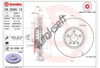 BREMBO Brzdov kotou TWO-PIECE DISCS LINE - 348 mm BRE 09.D095.13, 09.D095.13