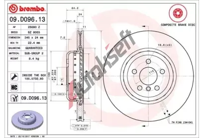 BREMBO Brzdov kotou TWO-PIECE DISCS LINE - 345 mm BRE 09.D096.13, 09.D096.13