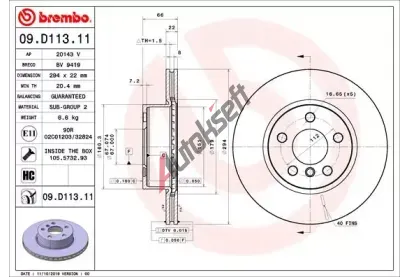BREMBO Brzdový kotouč COATED DISC LINE - 294 mm BRE 09.D113.11, 09.D113.11 BREMBO Brzdový kotouč COATED DISC LINE - 294 mm BRE 09.D113.11, 09.D113.11