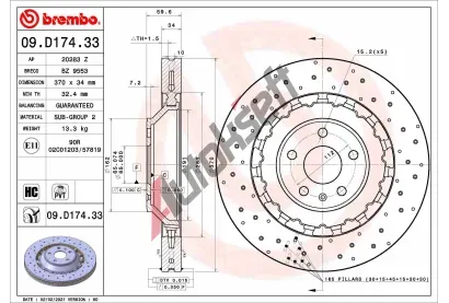 BREMBO Brzdov kotou TWO-PIECE DISCS LINE - 370 mm BRE 09.D174.33, 09.D174.33
