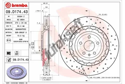 BREMBO Brzdov kotou TWO-PIECE DISCS LINE - 370 mm BRE 09.D174.43, 09.D174.43