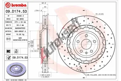 BREMBO Brzdov kotou TWO-PIECE DISCS LINE - 370 mm BRE 09.D174.53, 09.D174.53