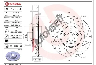 BREMBO Brzdový kotouč PRIME LINE - UV Coated BRE 09.D175.31, 09.D175.31 BREMBO Brzdový kotouč PRIME LINE - UV Coated BRE 09.D175.31, 09.D175.31