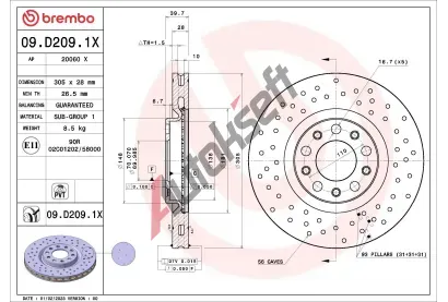 BREMBO Brzdov kotou XTRA LINE - 305 mm BRE 09.D209.1X, 09.D209.1X