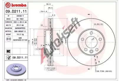 BREMBO Brzdov kotou COATED DISC LINE - 308 mm BRE 09.D211.11, 09.D211.11