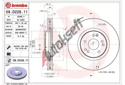 BREMBO Brzdov kotou COATED DISC LINE - 320 mm BRE 09.D228.11, 09.D228.11