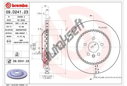 BREMBO Brzdov kotou TWO-PIECE DISCS LINE - 325 mm BRE 09.D241.23, 09.D241.23